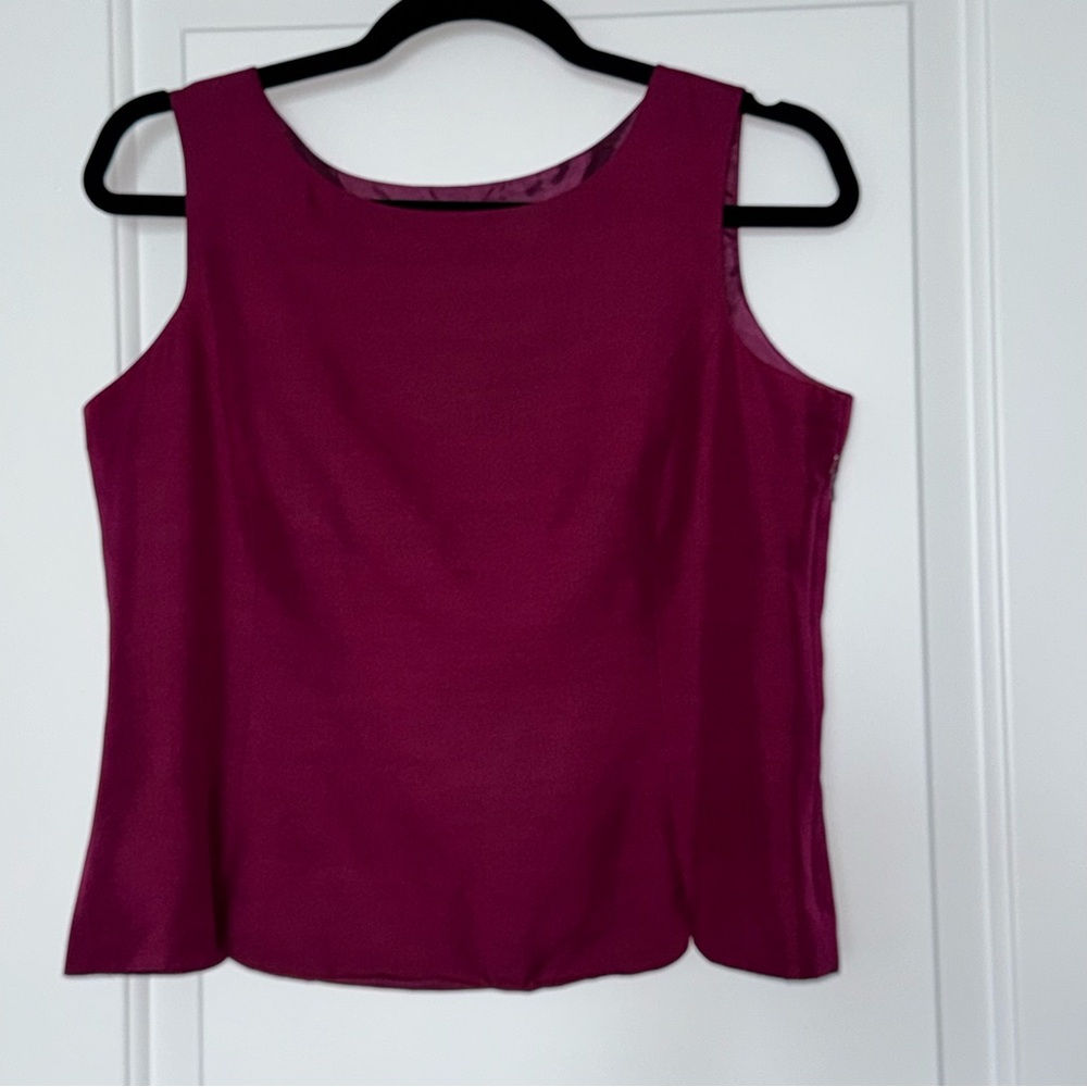 TALBOTS PETITES 100% Silk Sleeveless Top With Side Zipper, Purple Size 6